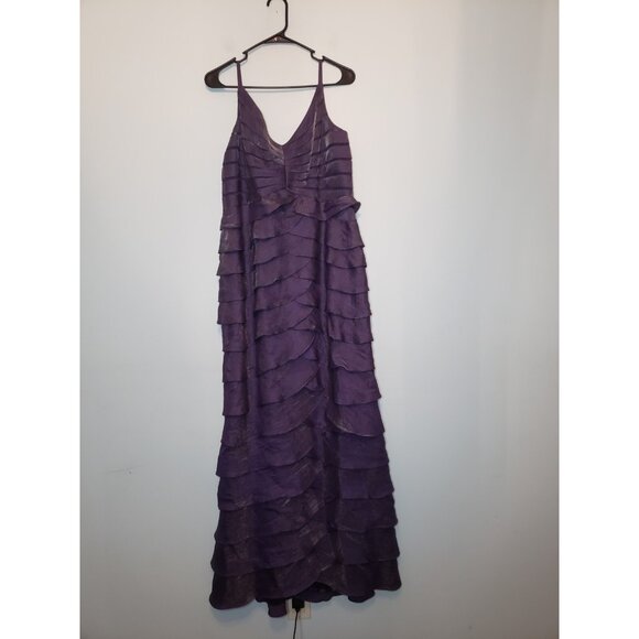Adrianna Papell Occasions 2 Pc Set Women 14 Formal Gown Purple Ruffle Jacket NWT - Picture 4 of 7